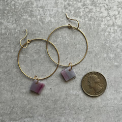 Swirly Purple Hoop Earrings- one of a kind