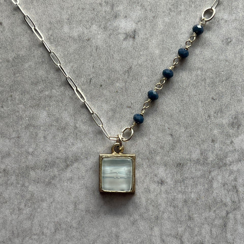 Swirly White & Sapphire Ivy Necklace- One of a Kind