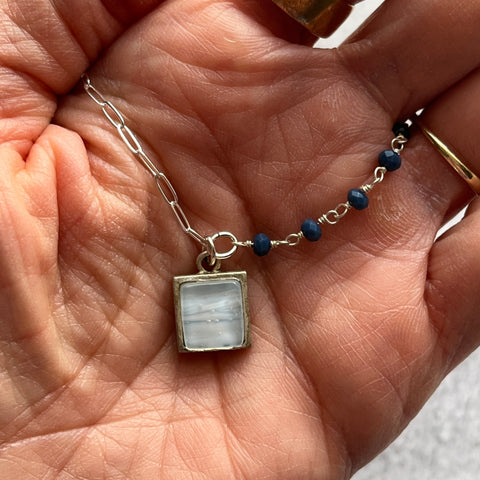 Swirly White & Sapphire Ivy Necklace- One of a Kind