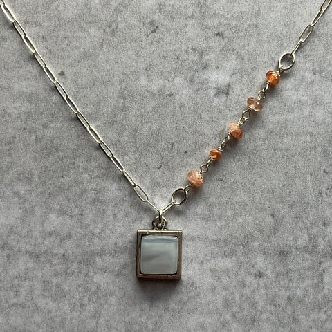 Swirly White & Sunstone Ivy Necklace- One of a Kind