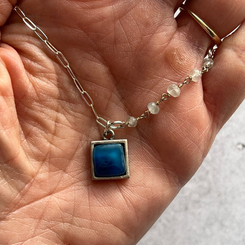 Royal Blue Silver Ivy Necklace- One of a Kind