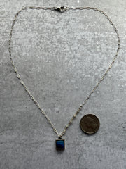Royal Blue Silver Ivy Necklace- One of a Kind