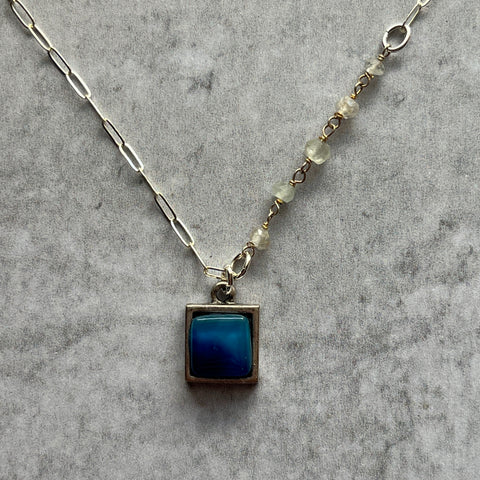 Royal Blue Silver Ivy Necklace- One of a Kind