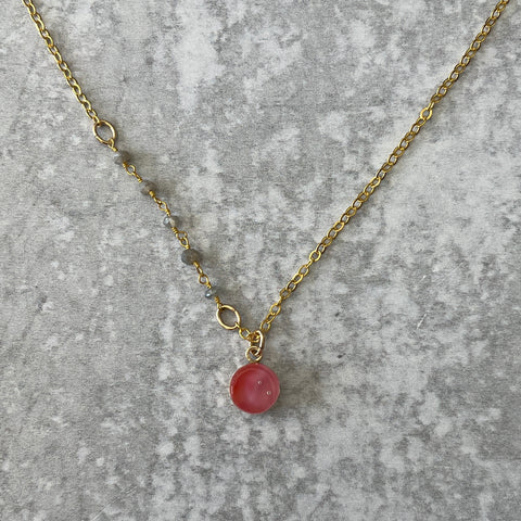 Coral & Labradorite Necklace- One of a Kind