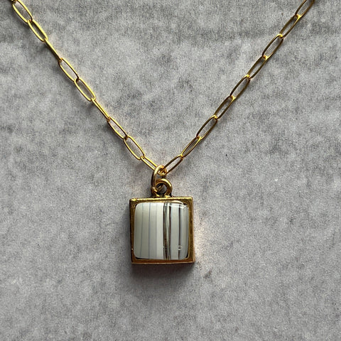 Striped White Ivy Necklace- One of a Kind
