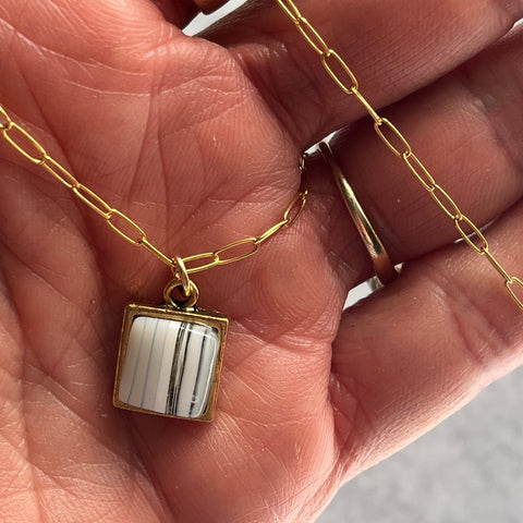 Striped White Ivy Necklace- One of a Kind