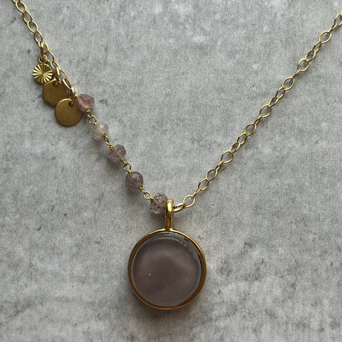 Dusty Lavender & Strawberry Quartz Necklace- One of a Kind