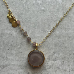 Dusty Lavender & Strawberry Quartz Necklace- One of a Kind