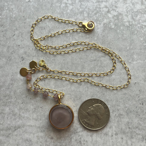Dusty Lavender & Strawberry Quartz Necklace- One of a Kind