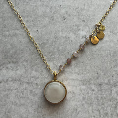 Swirly White & Strawberry Quartz Necklace- One of a Kind