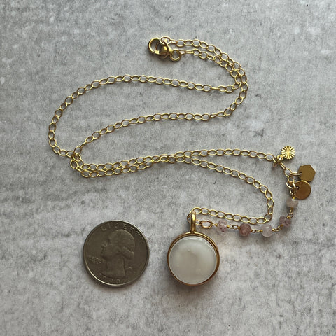Swirly White & Strawberry Quartz Necklace- One of a Kind