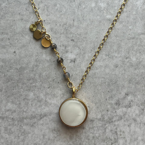 Swirly White & Quartz Necklace- One of a Kind
