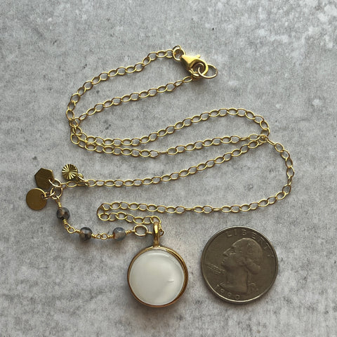 Swirly White & Quartz Necklace- One of a Kind