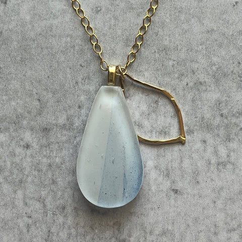 Sparkly White/Blue Drop Necklace- One of a Kind