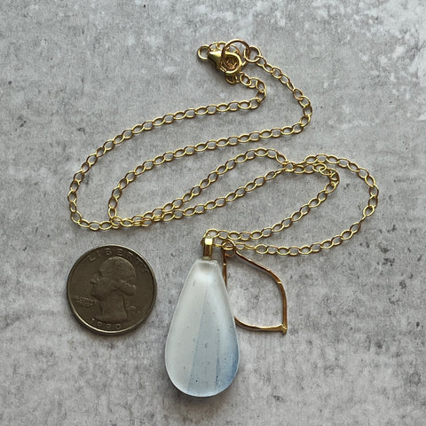 Sparkly White/Blue Drop Necklace- One of a Kind
