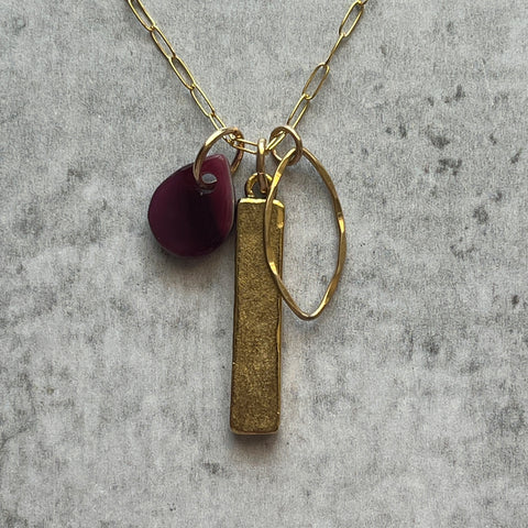 Maroon Bar Necklace- One of a Kind