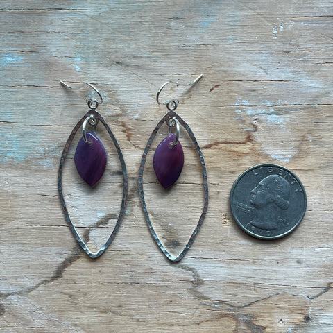 Swirly Purple Marquise Earrings- One of a Kind
