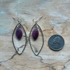 Swirly Purple Marquise Earrings- One of a Kind