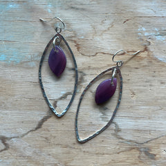 Swirly Purple Marquise Earrings- One of a Kind