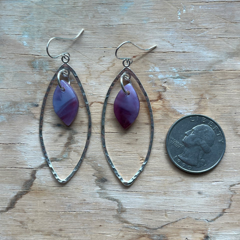 2 Tone Purple Marquise Earrings- One of a Kind
