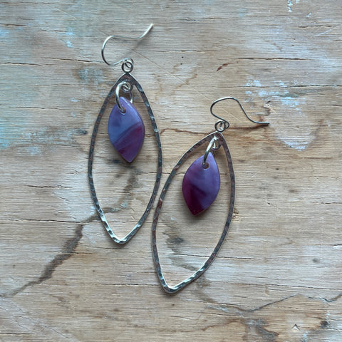 2 Tone Purple Marquise Earrings- One of a Kind