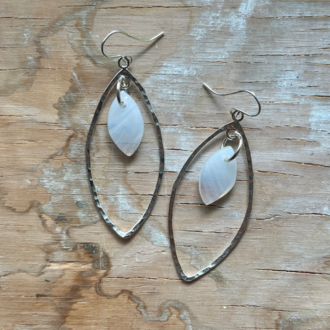 White Marquise Earrings- One of a Kind