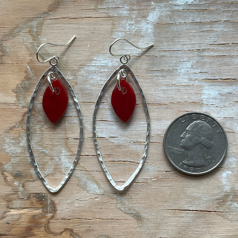 Red Marquise Earrings- One of a Kind