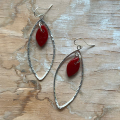 Red Marquise Earrings- One of a Kind