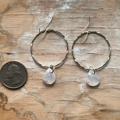 White Drop Hoop Earrings- One of a Kind