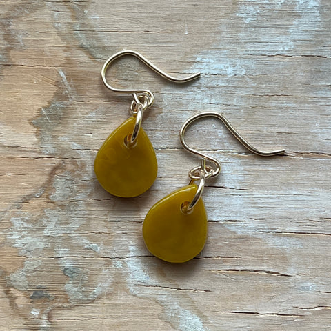 Mustard Drop Earrings- One of a Kind
