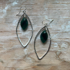 2 Tone Moss Marquise Earrings- One of a Kind