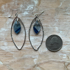 Sparkly Navy Marquise Earrings- One of a Kind