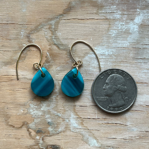 Swirly Teal Drop Earrings- One of a Kind