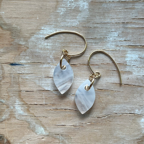 Swirly White Drop Earrings- One of a Kind