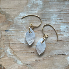 Swirly White Drop Earrings- One of a Kind