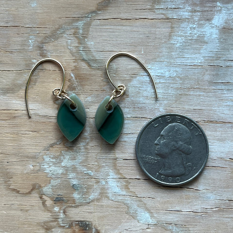 2 Tone Moss Drop Earrings- One of a Kind