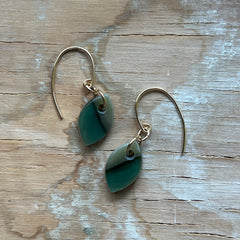 2 Tone Moss Drop Earrings- One of a Kind
