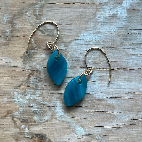Swirly Teal Drop Earrings- One of a Kind