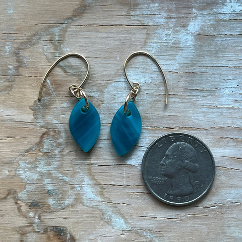 Swirly Teal Drop Earrings- One of a Kind