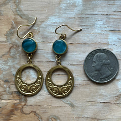 Teal Filigree Earrings- One of a Kind