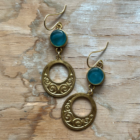 Teal Filigree Earrings- One of a Kind