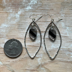 Black/Clear Marquise Earrings- One of a Kind