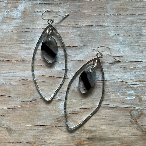 Black/Clear Marquise Earrings- One of a Kind
