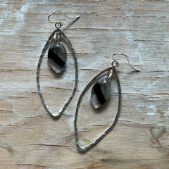 Black/Clear Marquise Earrings- One of a Kind