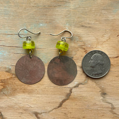 Yellow Disk Earrings- One of a Kind
