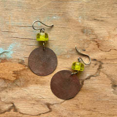 Yellow Disk Earrings- One of a Kind