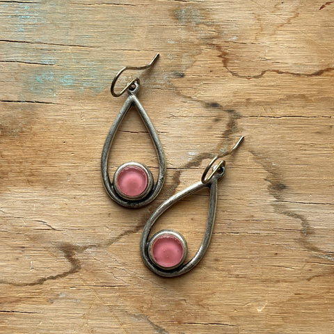 Salmon Pink Cameo Earrings- One of a Kind