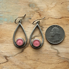 Salmon Pink Cameo Earrings- One of a Kind