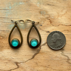 Transparent Turquoise Cameo Earrings- One of a Kind