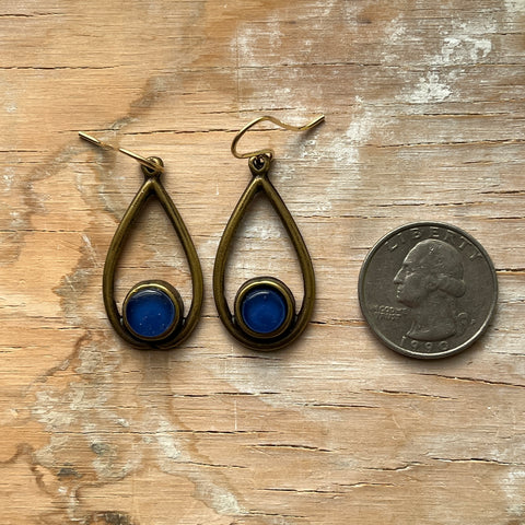 Navy Cameo Earrings- One of a Kind